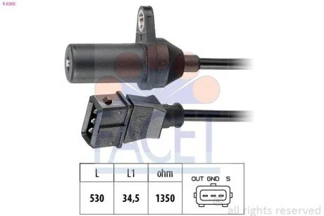 Датчик обертів коленвала Ducato/Boxer 2.8 D/HDI 98> FACET 9.0265 (фото 1)