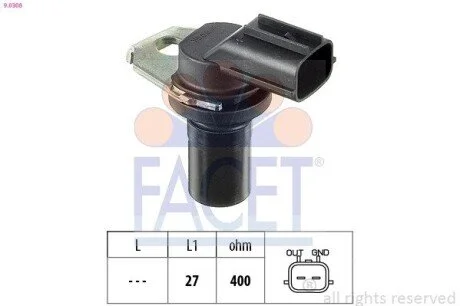 Датчик положения распредвала Ford C-Max/Fiesta/Focus 1.25-2.5 i/TDCI/Ti/DI/TDDi/TDI 98-> FACET 9.0308