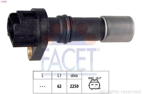 Датчик оборотов коленвала Citroen C1 1.0 (05-) FACET 9.0461