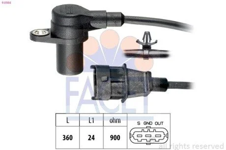 Датчик оборотов коленвала Hyundai Elantra 1.6 crdi (11-15) FACET 9.0564