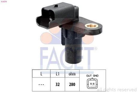Датчик колінвала Opel Vivaro/ Renault Laguna II/Megane III 1.4-1.9dCi-2.0 01- FACET 9.0579