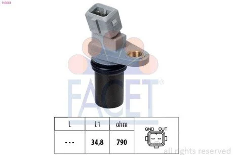 Датчик положения коленвала Smart 451/452 0.7-1.0 i/Turbo/CDi 03-> FACET 9.0641