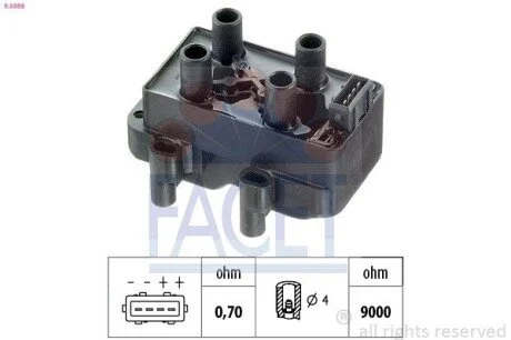 Катушка зажигания Citroen Berlingo 1.4 i (mfkfx, mfkfw) (96-08) FACET 9.6088