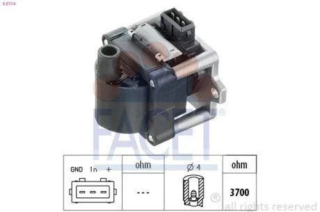 Котушка запалення A80/Caddy/Golf/Passat 1.0-2.5 85-10 FACET 9.8114