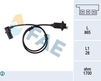 Датчик ABS задн Лів/Прав MERCEDES A (W168), VANEO (414) 1.4-2.1 07.97-07.05 FAE 78082