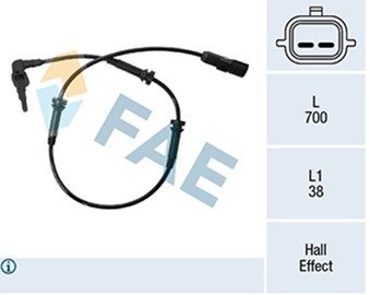 Датчик ABS (передній) Renault Captur/Clio/Zoe 12- (L=709mm) FAE 78503 (фото 1)