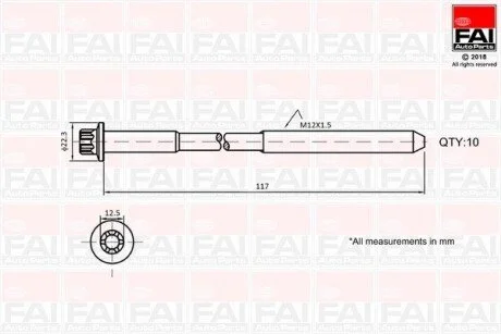 Комплект болтов головки цилидра FAI B1018
