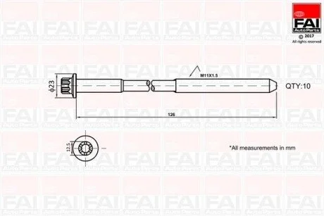 Комплект болтов головки цилидра FAI B1139