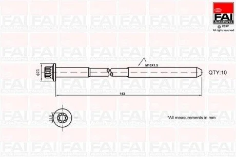 Комплект болтов головки цилидра FAI B489