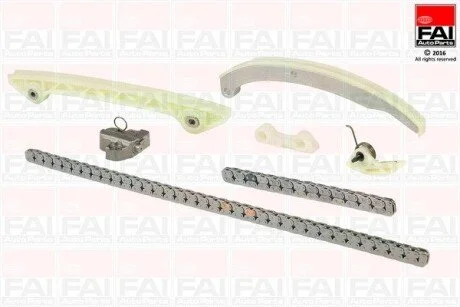 FORD К-кт цепи ГРМ (2 цепи+4 шт. направляющие+натяжитель) Focus C-Max,Focus II,Mondeo III,Mazda 3/6 1.8 00- FAI TCK85WO (фото 1)