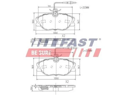 Колодки гальмівні Fiat Scudo / Ulysse 95 Перед 2-Датчики 1.9 / 2.0 FAST FT29054
