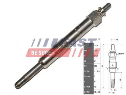 Свічка Розжарення Alfa 147 /156 00 1.9 Jtd FAST FT82730