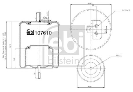 Пневмоподушка IVECO EUROSTAR, EUROTECH MH, EUROTECH MP, EUROTECH MT, STRALIS I, STRALIS II 01.92- FEBI BILSTEIN 107610