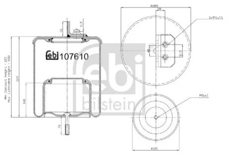 Пневмоподушка IVECO EUROSTAR, EUROTECH MH, EUROTECH MP, EUROTECH MT, STRALIS I, STRALIS II 01.92- FEBI BILSTEIN 107610