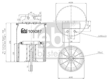 Пневмоподушка IVECO EUROSTAR, EUROTECH MH, EUROTECH MP, STRALIS I, STRALIS II, S-WAY, X-WAY 01.92- FEBI BILSTEIN 109087