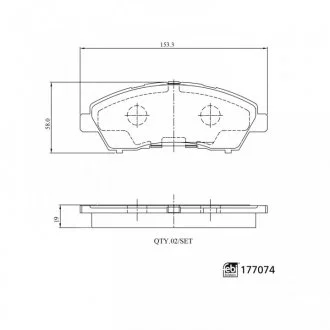 Комплект гальмівних колодок задн/передн, MITSUBISHI CANTER (FB7, FB8, FE7, FE8) VII, CANTER (FE5, FE6) VI 3.0/3.0D 10.01- FEBI BILSTEIN 177074