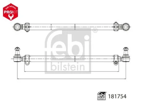 Рульова тяга поперечна (L-1716мм) DAF CF, CF 85, XD, XF 105, XF 106, XF II, XG, XG+ 10.05- FEBI BILSTEIN 181754