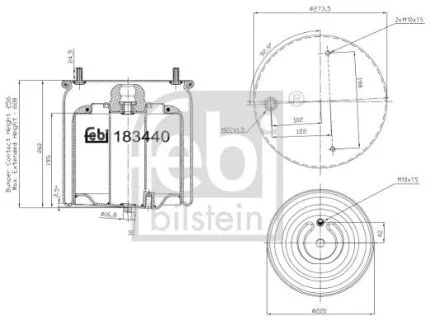 Пневмоподушка DAF CF, XF 106, XF II, XG, XG+ 10.12- FEBI BILSTEIN 183440