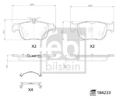 Колодки гальмівні (задні) Audi A3/Seat Leon/Skoda Octavia/VW Golf VIII 19-/Caddy 20- FEBI BILSTEIN 184233