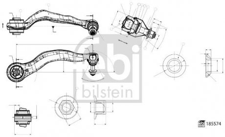 Важіль підвіски з сайлентблоком і кульовою опорою FEBI BILSTEIN 185574