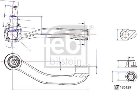 Рульовий наконечник Прав MAN TGE, VW CRAFTER, GRAND CALIFORNIA CAMPER 2.0D/Electric 09.16- FEBI BILSTEIN 186129