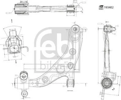Важіль підвіски передній Лів MAZDA CX-5 2.0-2.5H 11.16- FEBI BILSTEIN 193402