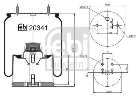 Кожух пневматической рессоры FEBI BILSTEIN 20341