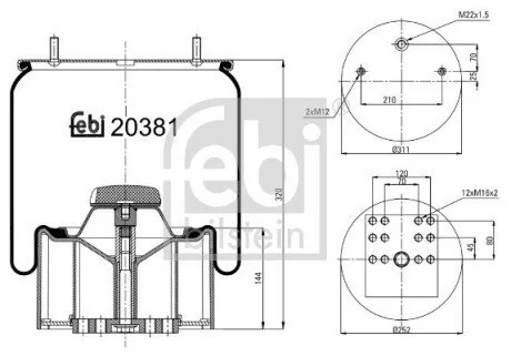 Кожух пневматической рессоры FEBI BILSTEIN 20381