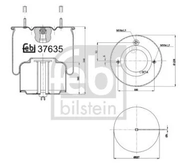 Пневмоподушка передн (діаметр: 227/258мм) VOLVO FH12, FM10, FM12, FM7, FM9 08.93- FEBI BILSTEIN 37635 (фото 1)