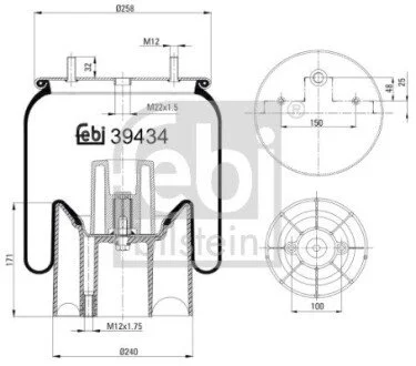 Пневморессора 4157 N P04 (со стаканом) FEBI BILSTEIN 39434