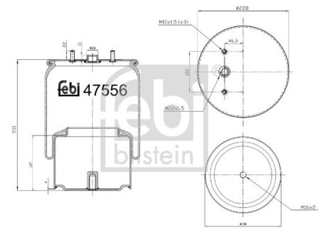 Пневмоподушка DAF CF, XD, XF 106, XF II, XG, XG+ 10.12- FEBI BILSTEIN 47556
