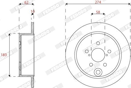 Диск гальмівний (задній) Subaru Impreza/Forester 11- (274x10) (з покриттям) (повний) FERODO DDF2560C