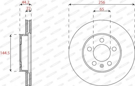 Диск гальмівний (передній) Audi A1/Seat Ibiza/VW Polo 17- (256x22) PRO FERODO DDF2663C