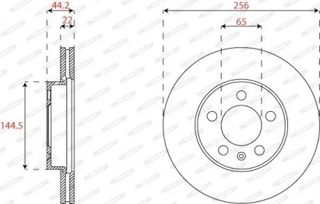 Диск гальмівний (передній) Audi A1/Seat Ibiza/VW Polo 17- (256x22) PRO FERODO DDF2663C