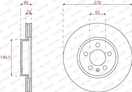 Диск гальмівний (передній) Audi A1/VW Polo 17- (276x24) FERODO DDF2664C