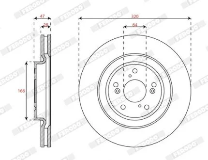 Диск тормозной (передний) Honda CR-V 17- (320x28) PRO FERODO DDF3069C