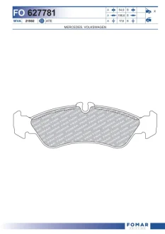 Колодки гальмівні дискові задні VW LT28-55 96-06; MERCEDES-BENZ Sprinter 906 06-18, Sprinter 909 18-, Sprinter 901-905 95-06 FOMAR 627781