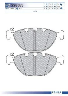 KLOCKI HAMULCOWE BMW X5 4.6 10/01-> KPL FOMAR FO228583
