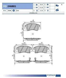 KLOCKI HAMULCOWE KIA RIO 11> PRZOD KPL FOMAR FO246881