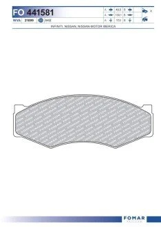 Колодки тормозные дисковые передние FOMAR FO 441581