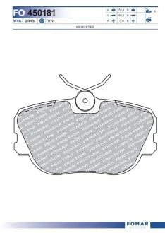 Колодки тормозные дисковые передние FOMAR FO 450181
