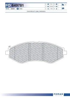 Колодки тормозные дисковые передние FOMAR FO 649781