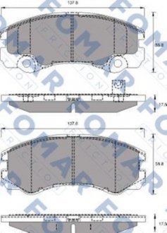 Гальмівні колодки, дискове гальмо (набір) FOMAR FO684381 (фото 1)