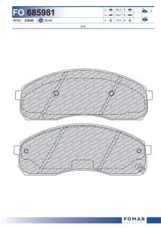 Гальмівні колодки, дискове гальмо (набір) FOMAR FO685981
