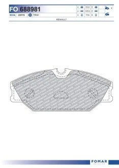 Колодки тормозные дисковые передние FOMAR FO 688981