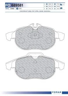 Гальмівні колодки, дискове гальмо (набір) FOMAR FO689581