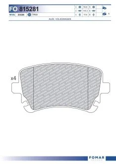 Колодки тормозные дисковые передние FOMAR FO 815281