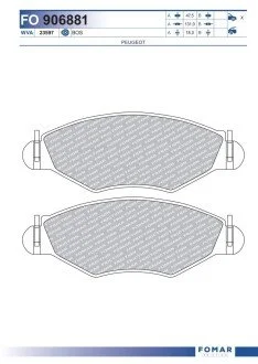 Фото 1 - гальмівні колодки, дискове гальмо (набір) FOMAR FO906881 Гальмівні колодки, дискове гальмо (набір) FOMAR FO906881 (фото 1)