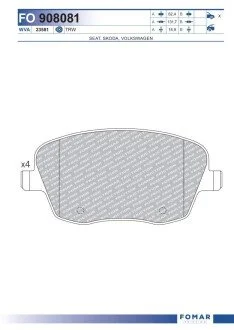 Колодки тормозные дисковые передние FOMAR FO 908081