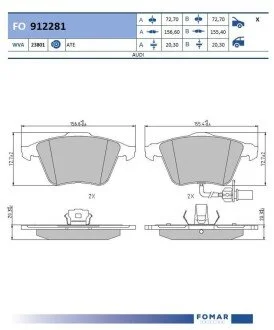 Колодки тормозные дисковые передние FOMAR FO 912281